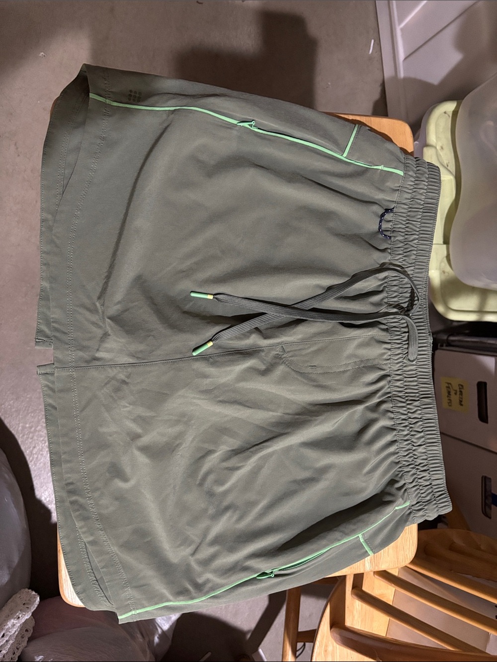 Title Nine Olive Green Mini Skirt skort with Lime Trim